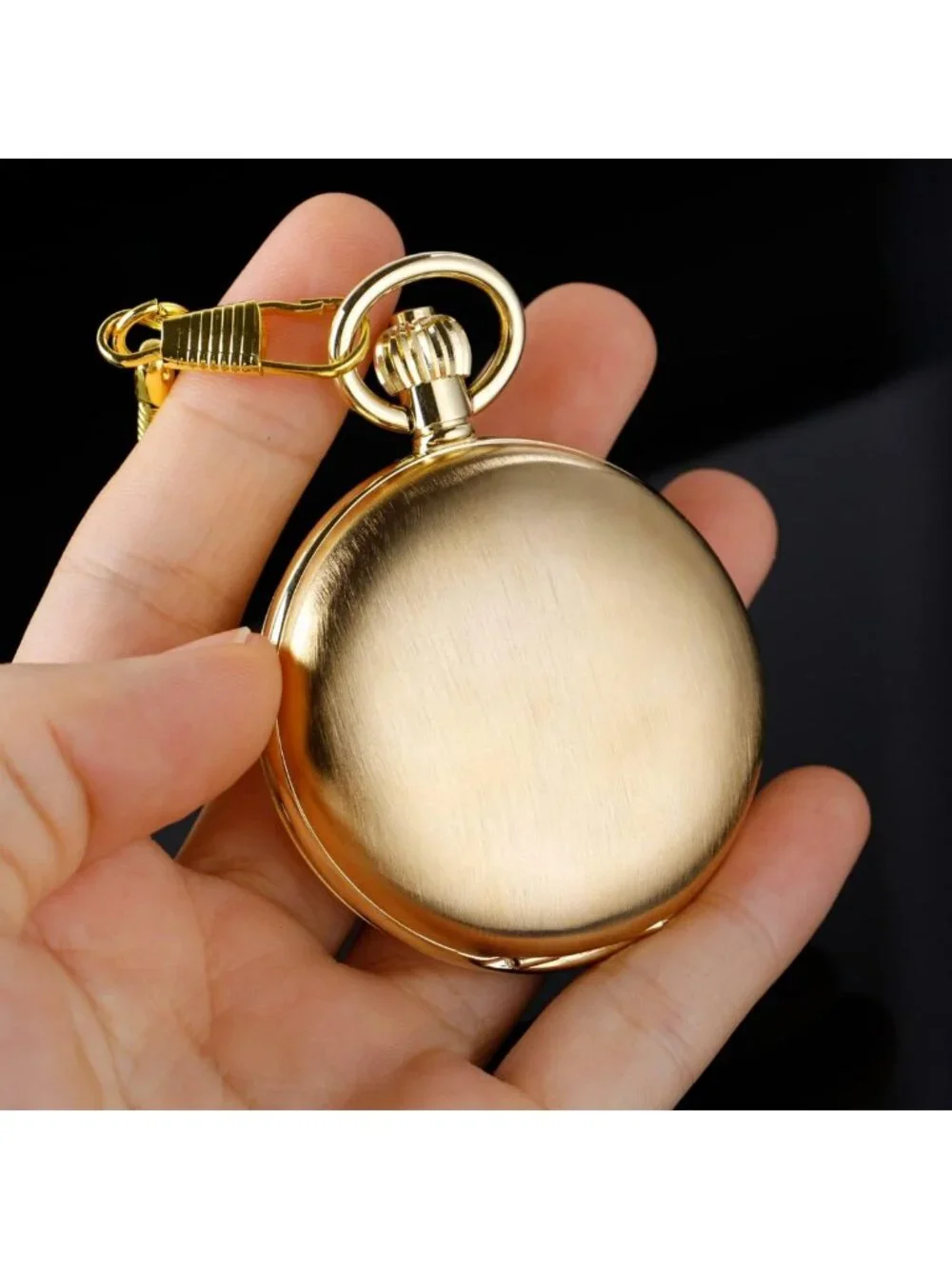 Vintage Full Copper Men's Mechanical Pocket Watch with Chain, Classic Timeless